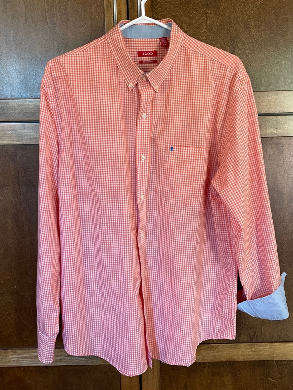 Izod Men's Orange Gingham Button-Down Shirt